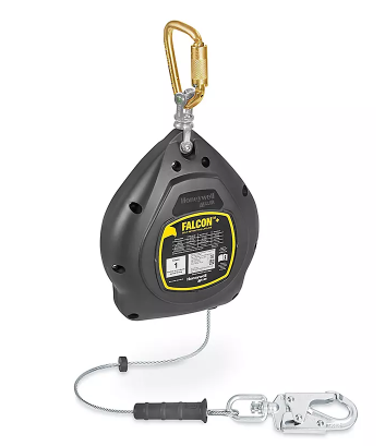 Falcon+ Self-Retracting Lifeline, Galvanized Steel, 50 ft L, Double Lock Carabiner, 310 lb - 493-MFS-OGC1-02/50FT