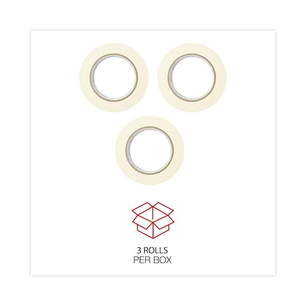 Cinta adhesiva de uso general universal, núcleo de 3", 24 mm x 54.8 m, color beige, paquete de 3 - UNV51301