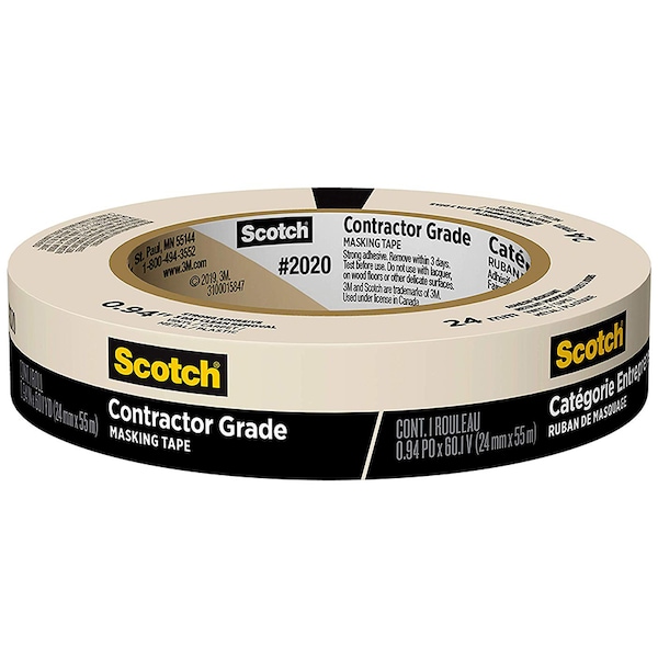 Cinta de enmascarar Scotch de 0.70" x 60 Yds color beige de grado contratista - 2020-18AP