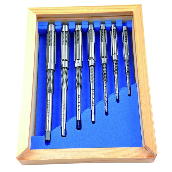H & H Industrial Products 7 Piece #8/A-2/A High Speed Steel Adjustable Blade Reamer Set - 2006-9123