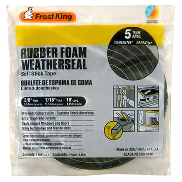 Cinta de hule espuma para sellar el clima; color negro - 193987