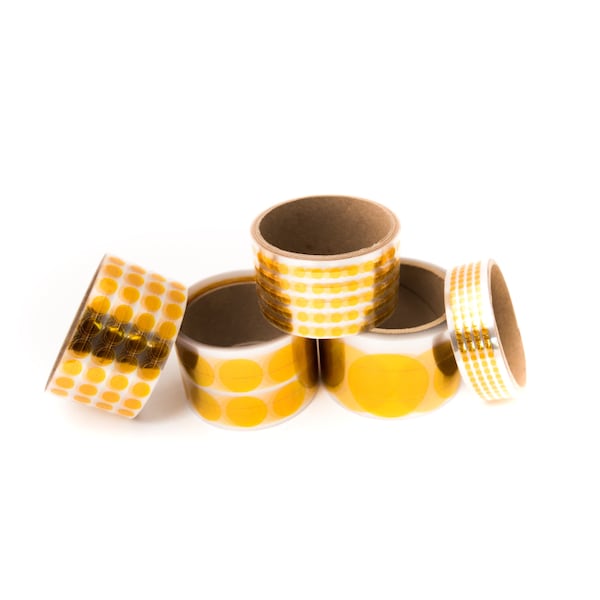 Bertech High Temp. ESD Anti-Static Polyimide Masking Discs, 3/8 pulg. de diámetro, Ámbar, 2000 Discos/Rollo - PPDLS-3/8