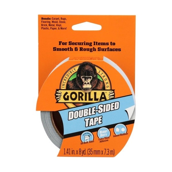 Cinta Gorilla Glue, Doble Cara, Resistencia Pesada, Para Interiores/Exteriores, 1.4inWx8 yards L, Gris - GOR100925