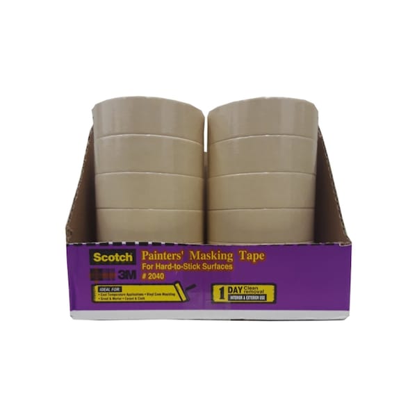 Cinta para enmascarar de alta resistencia a solventes en color beige de 1.41 in de ancho x 55 yd de largo, paquete de 24.