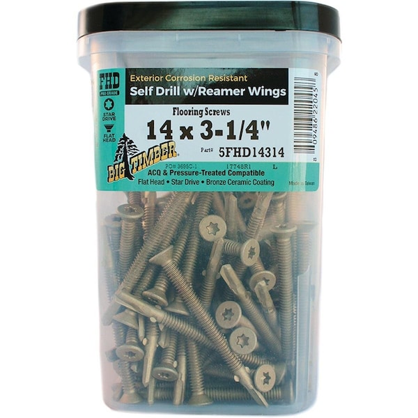 Big Timber #14 x 3-1/4 In. Flat Head Self-Drilling Bronze Reamer Screw, 150PK - 5FHD14314