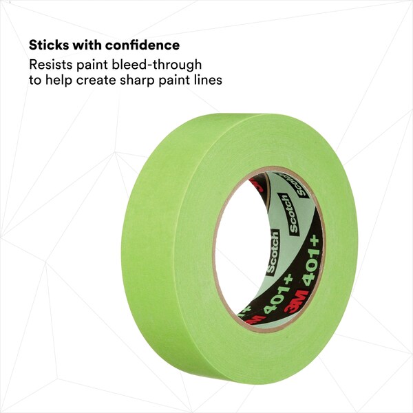 Cinta de enmascarar 3M™ 401+/233+, 6.7 Mil, 1 1/2" x 60 yds., Verde, 16/Caja - T936401