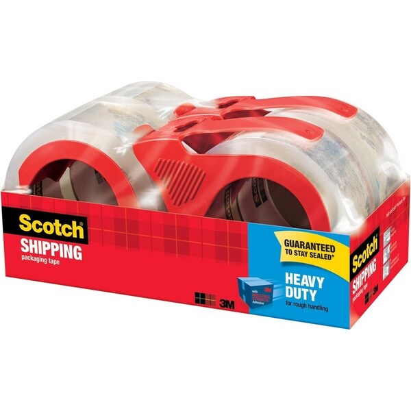 Cinta adhesiva para empaque Scotch, con dispensador de recarga., 1-7/8"x164', 4/paquete, Transparente - 3850-4RD