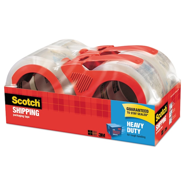 Cinta adhesiva para empaque Scotch, con dispensador de recarga., 1-7/8"x164', 4/paquete, Transparente - 3850-4RD