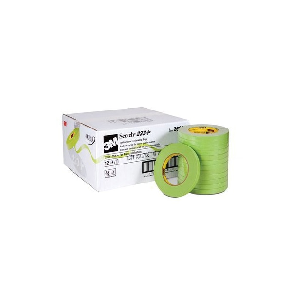 Cinta de enmascarar Scotch Performance de 3M 233, 26332, 12 mm x 55 m, 48 por paquete, 48 paquetes - 7000048803