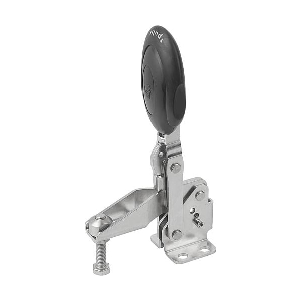 Kipp Vertical Toggle Clamps w. Safety Lock, flat foot, adj. spindle, SS - K0662.106100