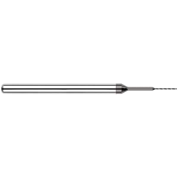 Harvey Tool Miniature Drill 0.0100" Drill DIAx0.1600" Flute L Carbide Drill, 2 Flutes, Amorphous Diamond Coated - 20100-C4