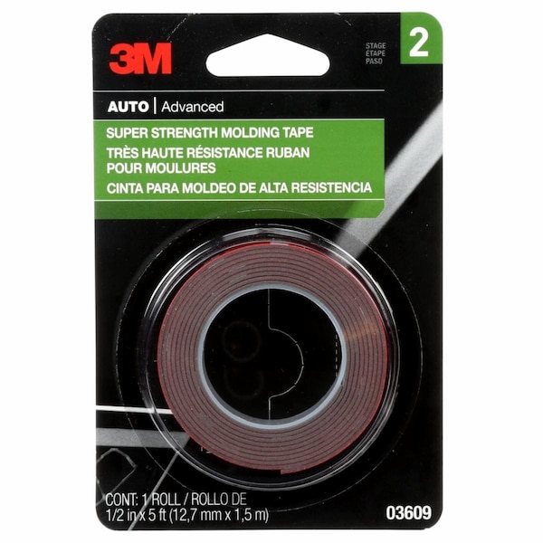 Cinta para moldeo de súper resistencia 3M, 03609, 1/2 pulgada, paquete de 24 - 03609