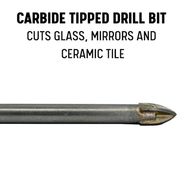 Drill America 3/16" Carbide Tipped 4 Flute Glass & Tile Drill Bit with Hex Shank - DWD4FGD3/16HEX