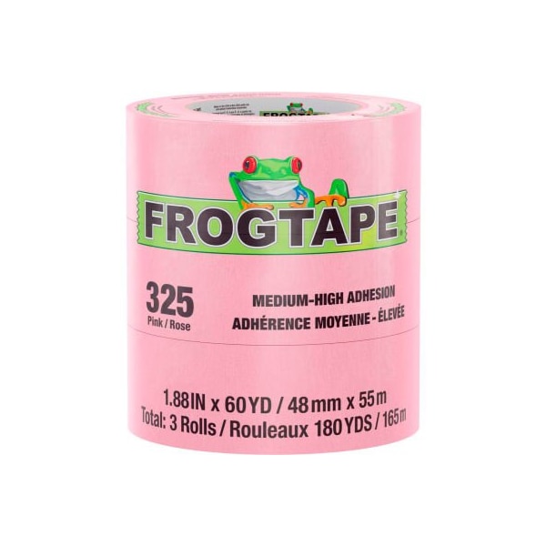 Cinta para enmascarar de alta temperatura de grado de rendimiento de FrogTape FrogTape, color rosa, 48mm x 55m - Paquete de 24 - 105335