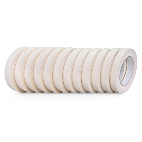 Cinta de enmascarar de uso general de 3/4 de pulgada por 60 yardas, con fuerte adhesivo de caucho natural, fácil de rasgar, paquete de 12 - 12x-44573