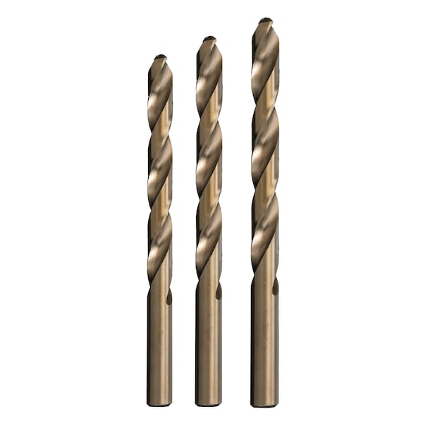 Drill America 1/8"-1/4" 3Pc. Cobalt Heavy Duty Jobber Length Drill Bit Sample Set - POUDWDCO3