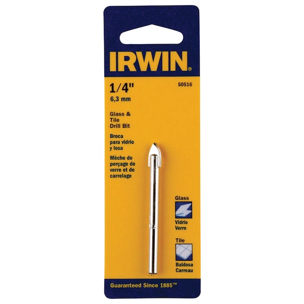 Irwin Irwin 1/4 in. X 4 in. L Carbide Tipped Glass/Tile Drill Bit Straight Shank 1 pk - 50516