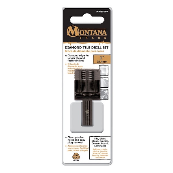 Diamond Tile Montana Brand 1 in. Alloy Steel Drill Bit 3-Flat Shank 1 pc - MB-65207