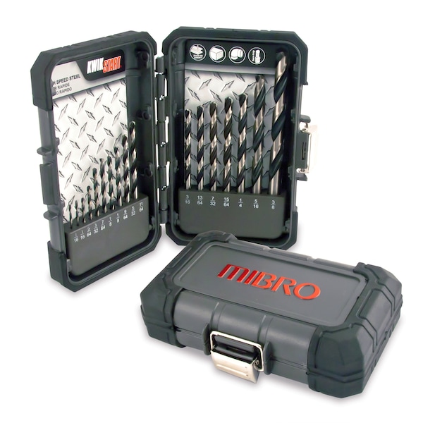 Mibro 17-Piece High Speed Steel Drill Bit Set for Wood, Plastic and Metals - 871140