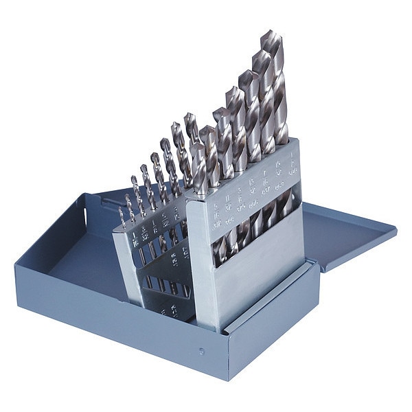 Cleveland 15PC CLE-MAX Jobber Length Drill Set Cleveland 2002G Bright HSS RHS/RHC 1/16-1/2x1/32 - C72199