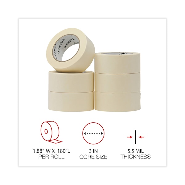 Cinta adhesiva universal de uso general, núcleo de 3", 48 mm x 54.8 m, color beige, paquete de 24 - UNV51302CT