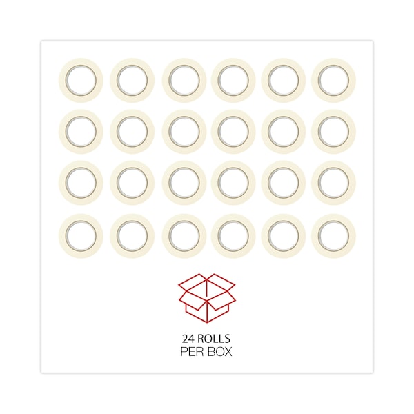 Cinta adhesiva universal de uso general, núcleo de 3", 48 mm x 54.8 m, color beige, paquete de 24 - UNV51302CT
