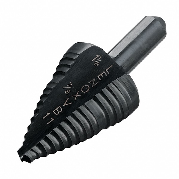 Lenox Step Drill Bit, 2 Hole Sizes, 7/8 in to 1-1/8 in, 1/4 in Step Increments, Straight with Three Flats - 30888VB11