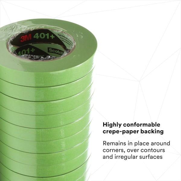 Cinta para enmascarar 3M™ 401+/233+, 6.7 mil, 3/4" x 60 yardas, verde, 48 por caja - T934401