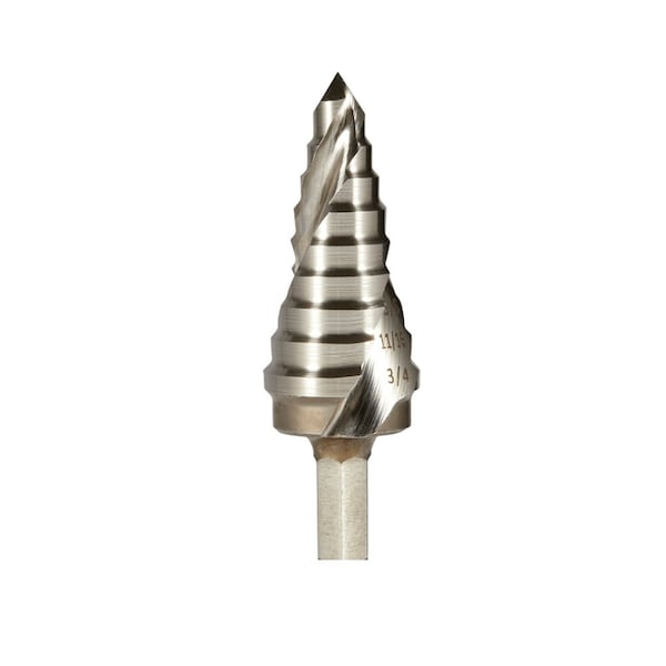 Unibor 1/4in-1.1/8in Knock-Out   Multicut Impact Shank Step Drill - 06X3/4KOIMP