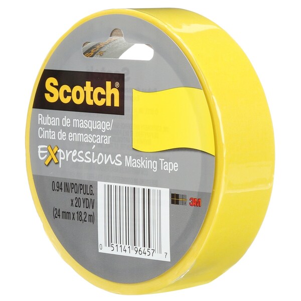 Cinta de enmascarar Scotch Expressions de baja adherencia amarilla de 0.94 pulg. x 20 yd - 3437-PYL-ESF