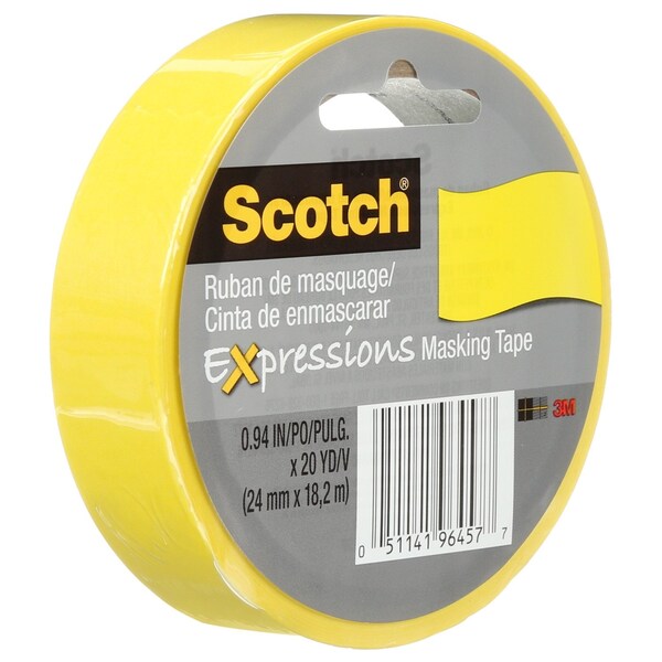 Cinta de enmascarar Scotch Expressions de baja adherencia amarilla de 0.94 pulg. x 20 yd - 3437-PYL-ESF