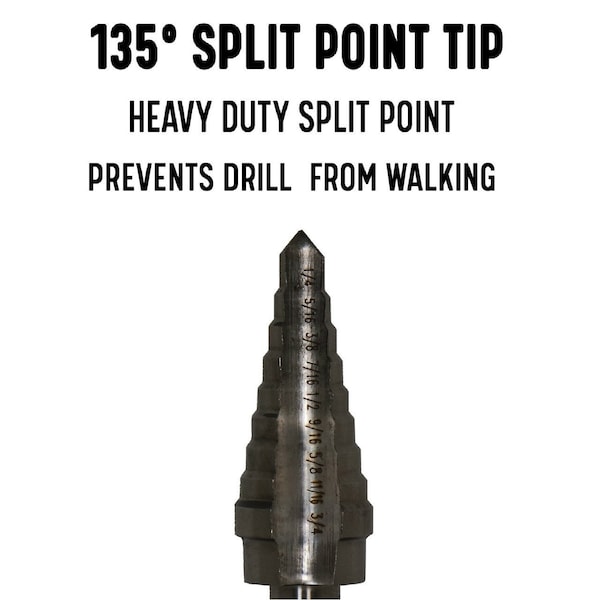 Drill America #1 HSS Quick Change Hex Shank Step Drill Bit (1/8"- 1/2 by 1/32") - VAC1HEX