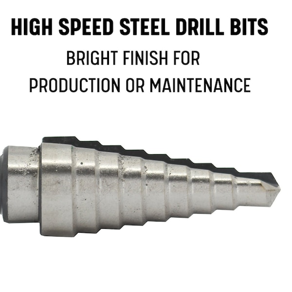 Drill America #1 HSS Quick Change Hex Shank Step Drill Bit (1/8"- 1/2 by 1/32") - VAC1HEX