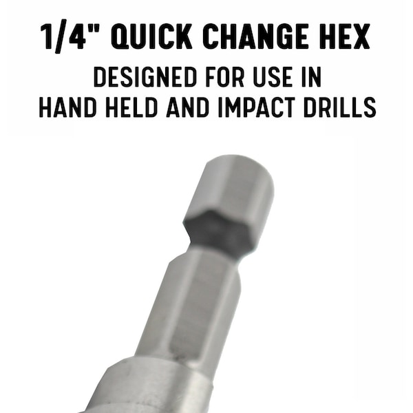 Drill America #1 HSS Quick Change Hex Shank Step Drill Bit (1/8"- 1/2 by 1/32") - VAC1HEX