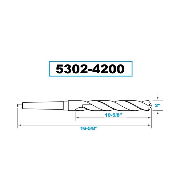 H & H Industrial Products 4Mt Taper Shank Drill 2x10-5/8x16-5/8" - 5302-4200