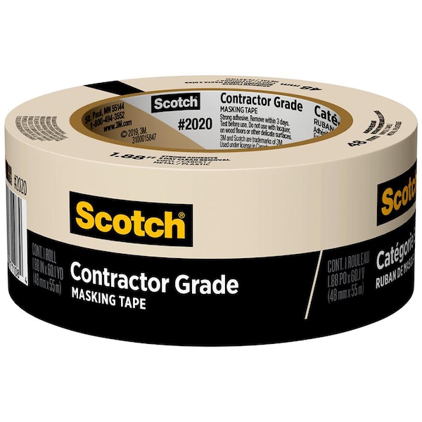 Cinta para enmascarar Scotch de grado de contratista de 1.88" x 60 yardas color beige - 2020-48MP