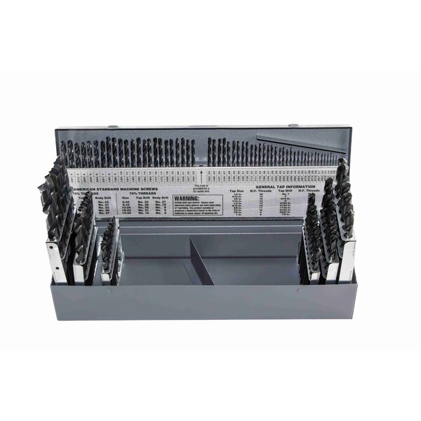 Drill America 115 Piece HSS Black Oxide Jobber Length Split Point Drill Bit Set, D/ASP, 1/16"- 1/2", A - Z, #1 - #60 - D/A115J-SP-SET