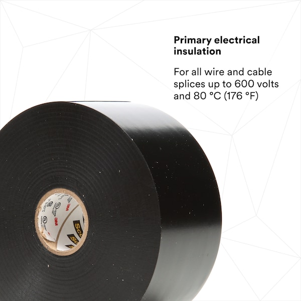 Cinta eléctrica de vinilo Scotch 22, 2 pulgadas x 36 yardas, negro, 1 rollo/caja, 12 rollos/caso - 22-2X36YD.