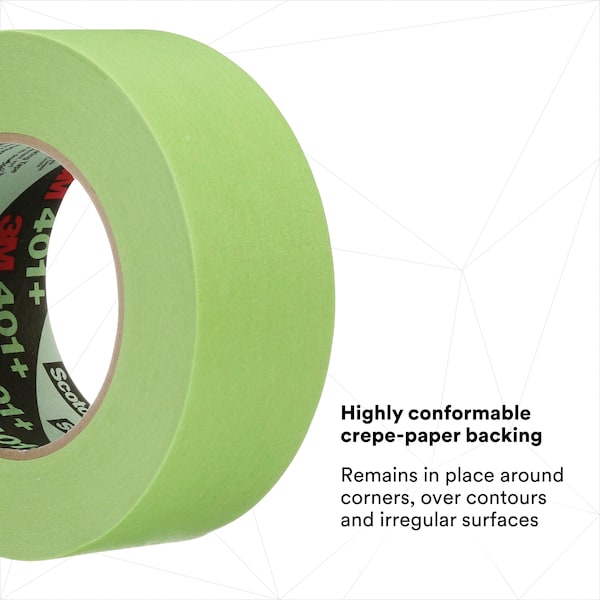 Cinta de enmascarar 3M 3M™ 401+/233+, 6.7 Mil, 2" x 60 yds., Verde, 12/Caja - T937401