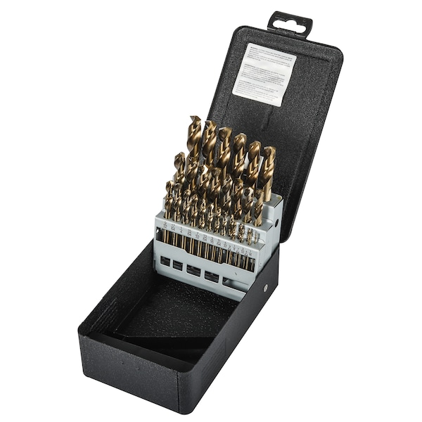 Precision Twist Drill HSS-E Bronze 135° Stub Drill Set Short ANSI Set M40CO (x 29) - 099962