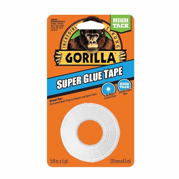 Gorila Super Glue Double Sided 5/8 in. de ancho X 20 yardas de largo Cinta de Doble Cara Blanca, paquete de 6 - 109340