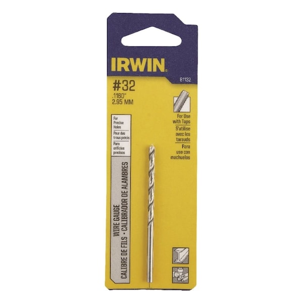 Irwin Irwin #32 X 2-3/4 in. L High Speed Steel Jobber Length Wire Gauge Bit Straight Shank 1 pk - 81132