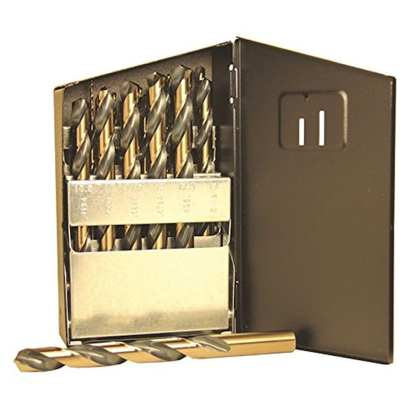 Viking Norseman Drill 135-Deg Split Pt 3/8" Jobber Length Steel Twist Drill Bit Set 25-Pc - 58660