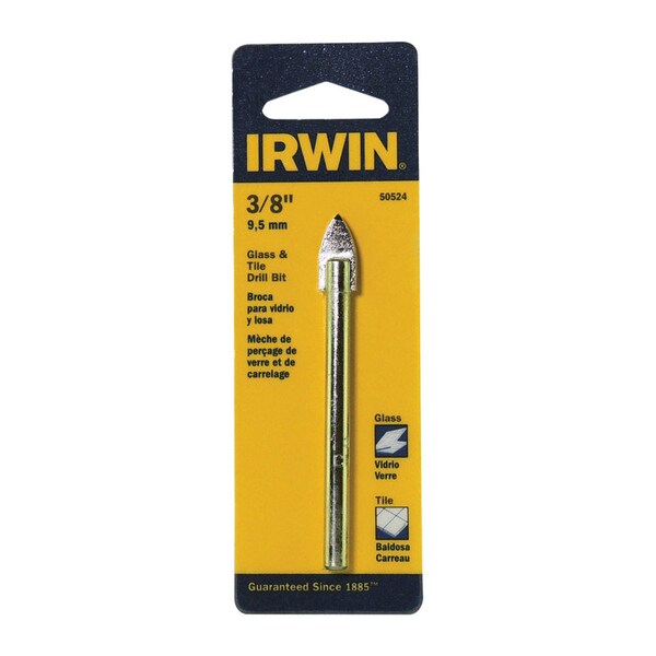Irwin Irwin 3/8 in. X 4 in. L Carbide Tipped Glass/Tile Drill Bit Straight Shank 1 pk - 50524