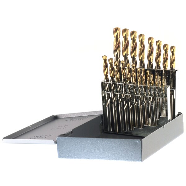 Drillco 21PC TiN Tipped Drill Set 1/16-3/8 BY 64ths - 450T21