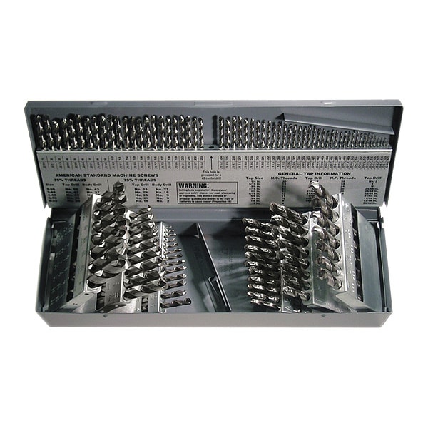 Cle-Line 115PC 118 Degree General Purpose Jobber Drill Set CLE 1898 Bright HSS RHS/RHC 1/16-1/2, A-Z, #1-#60 - C21126
