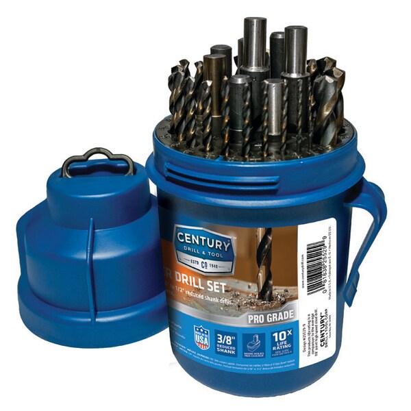 Century Drill & Tool Charger Pro Grade Drill Bit 29Pc Pod Set 3/8Rs 1/16 To 1/2 By 64Ths - 25529