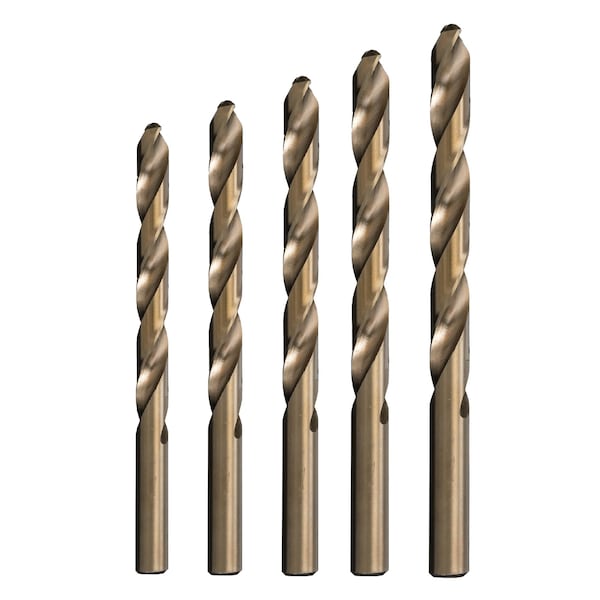 Drill America 1/4" - 1/2" Cobalt Heavy Duty Jobber Length Drill Bit Set, Drill Bit Finish: Gold - POUD/ACOJ