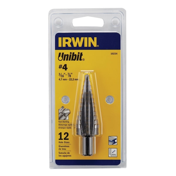 Irwin Irwin Unibit 3/16 to 7/8 in. X 6 in. L High Speed Steel Step Drill Bit Square Shank 1 pc - 10234