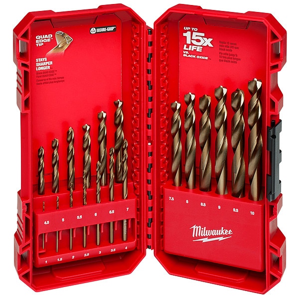 Milwaukee Tool 19 pc. RED HELIX Cobalt Metric Drill Bit Set - 48-89-2530